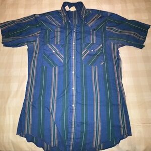 WESTERN FRONTIER Mens Pinstripe Short Sleeve Button Down